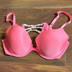 Victoria's Secret Pink Underwire Lined Demi Bra with Strappy Knot  Back Size 38B